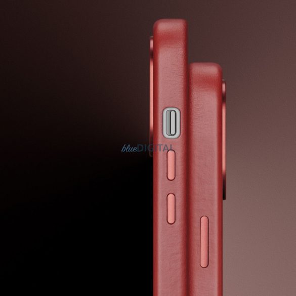 Dux Ducis Naples tok iPhone 13 Pro bőrborítás (MagSafe kompatibilis) piros