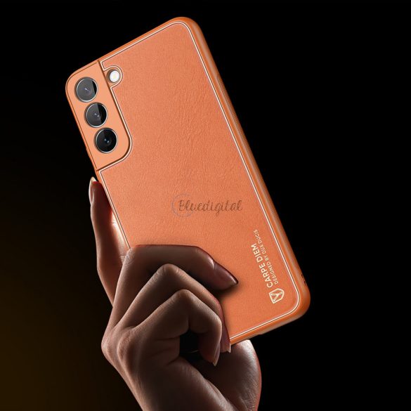 Dux Ducis Yolo elegáns tok ökológiai bőrből Samsung Galaxy S22 + (S22 Plus) narancssárga színű készülékre