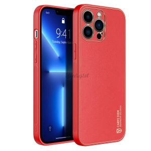 DUX DUCIS YOLO Elegáns tok Lágy TPU és PU bőrből iPhone 13 Pro Red