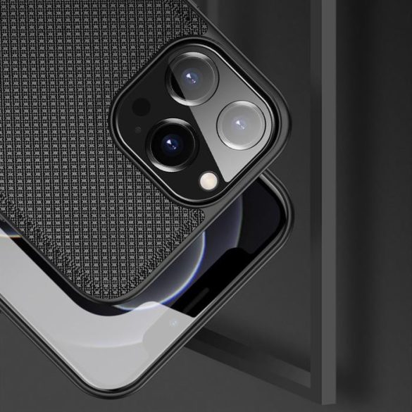 Dux Ducis Fino telefontok borított nylon anyag iPhone 13 Pro Max fekete