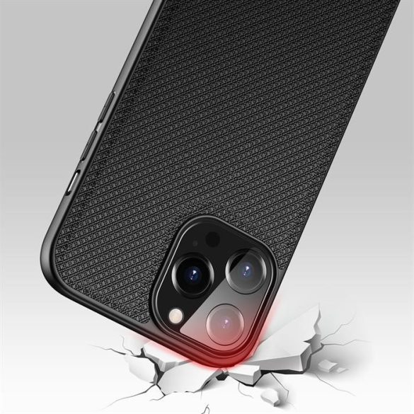 Dux Ducis Fino telefontok borított nylon anyag iPhone 13 Pro Max fekete