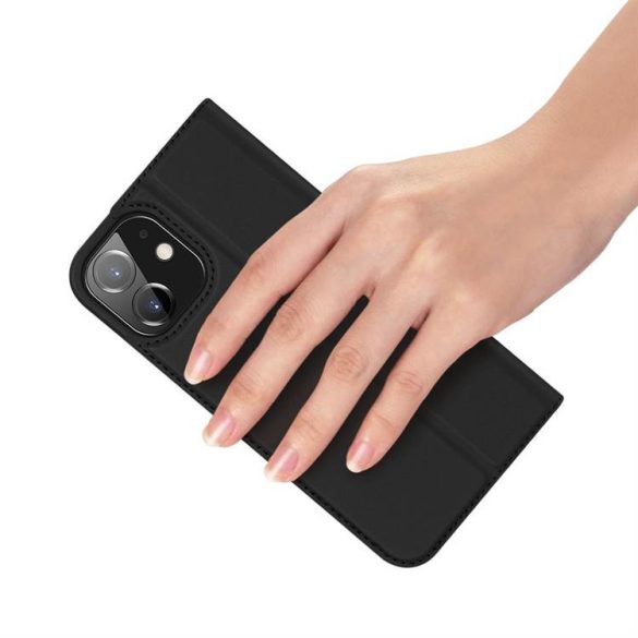 DUX DUCIS Skin Pro Bookcase kihajtható tok típusú tok iPhone 12 6,1 fekete telefontok