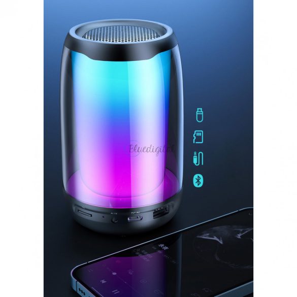 WK Design D31 vezeték nélküli mini hangszóró RGB Bluetooth 5.0 fekete (D31 Mini)