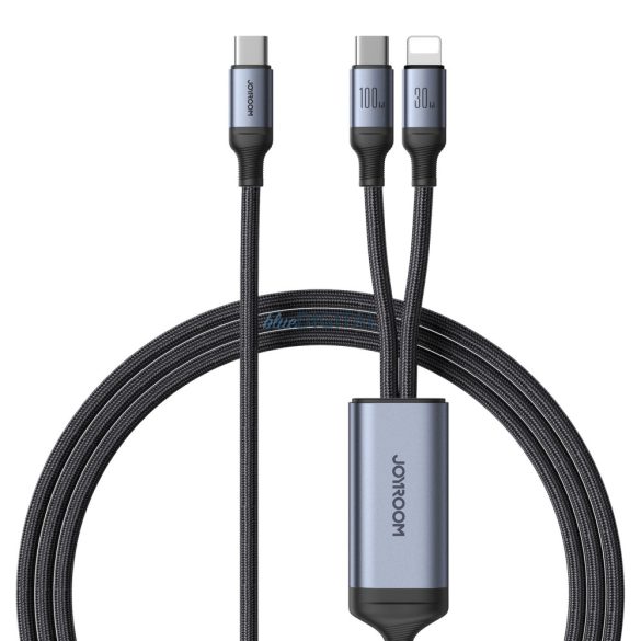 2 az 1-ben kábel Joyroom speedy series SA21-1T2 USB-C - USB-C / Lightning 100W 1.5m fekete