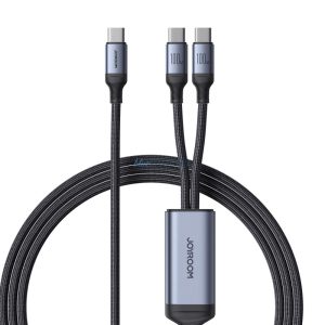 2 az 1-ben kábel Joyroom speedy series SA21-1T2 USB-C - USB-C / USB-C 1.5m fekete