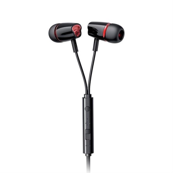 Joyroom in-ear fülhallgató 3,5 mm-es mini jack, távvezérlővel és mikrofonnal, fekete (JR-EL114)