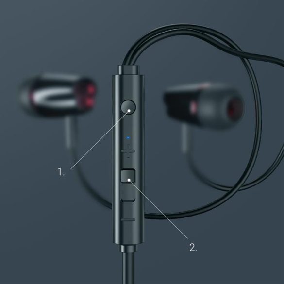Joyroom in-ear fülhallgató 3,5 mm-es mini jack, távvezérlővel és mikrofonnal, fekete (JR-EL114)
