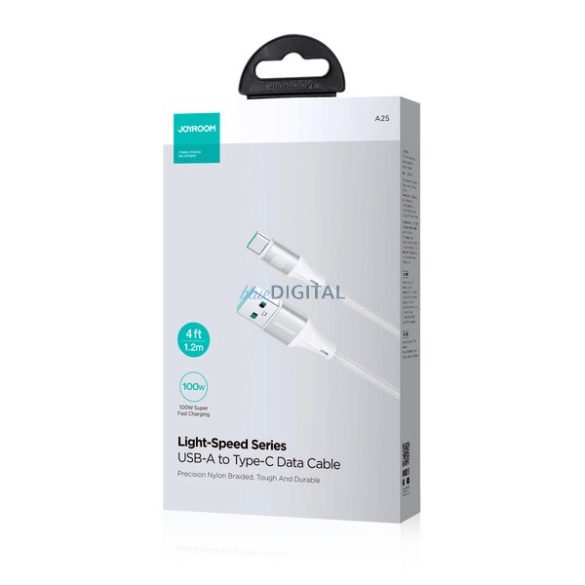 Joyroom Light-Speed Series SA25-AC6 USB-A / USB-C gyors átviteli kábel 100W 1.2m - Fehér