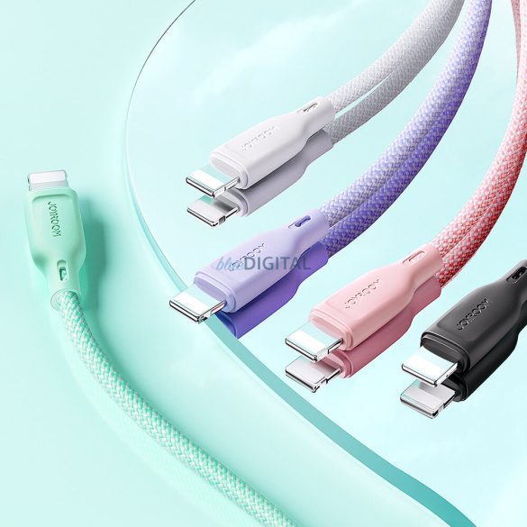 Joyroom Multi-Color Series SA34-CC3 USB-C / USB-C kábel 60W gyors átvitel 1m - rózsaszín
