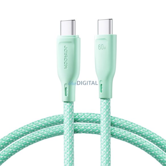 Joyroom Multi-Color Series SA34-CC3 USB-C / USB-C kábel 60W gyors átvitel 1m - zöld