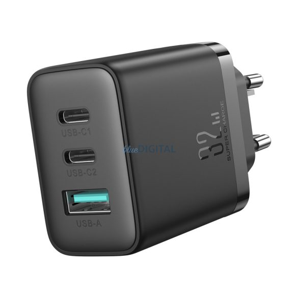 Joyroom JR-TCF10 gyorstöltő 2x USB-C USB-A 32W - fekete