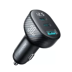   Joyroom JR-CCD04 30W 2x USB-C USB-A autós töltő és kijelző - fekete