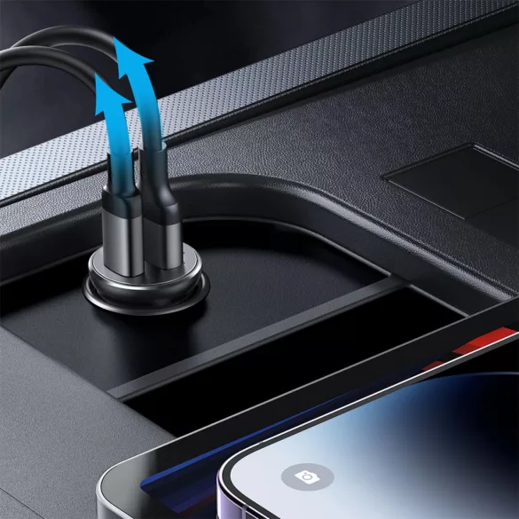 Joyroom JR-CCN05 30W USB-A USB-C mini autós töltő - fekete
