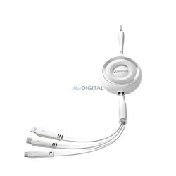   Joyroom S-A40 Színes sorozat 3in1 visszahúzható kábel USB-A USB-C / Lightning / microUSB 1m - fehér