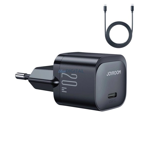 Joyroom JR-TCF02 hálózati töltő 1xUSB-C csatlakozással és Type-C - Type-C kábellel 20W - fekete