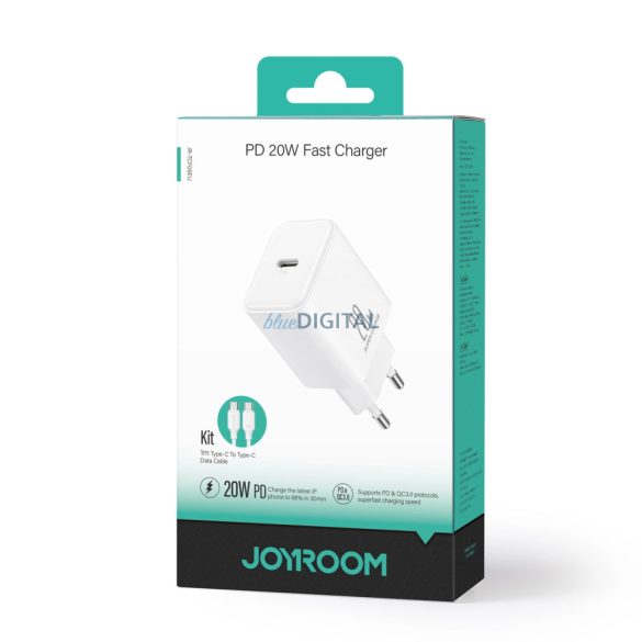 Joyroom JR-TCF06 USB-C PD 20W fali töltő + USB-C kábel - fehér