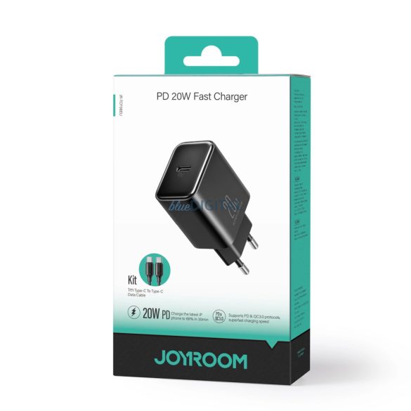 Joyroom JR-TCF06 USB-C PD 20W fali töltő + USB-C kábel - fekete