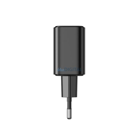 Joyroom JR-TCF05 hálózati töltő 1xUSB-A és 1xUSB-C csatlakozással és Type-C - Type- C kábellel 20W 3A - fekete