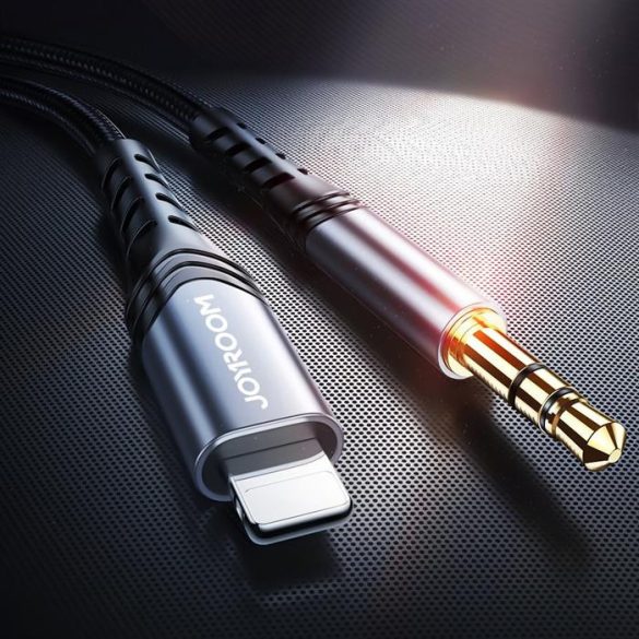 Joyroom sztereó audio AUX kábel 3,5 mm-es mini jack - Lightning iPhone IPAD 1 m fekete (SY-A02)