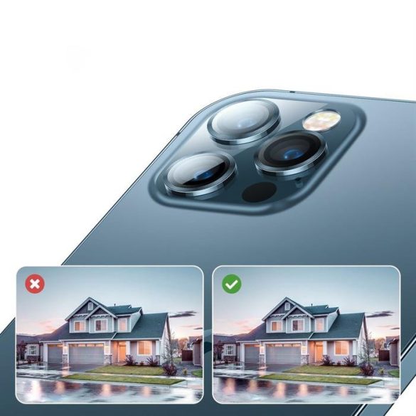 Joyroom Shining sorozat teljes lencsevédő kamera edzett üveg tempered glass iPhone 12 mini piros (JR-PF686)