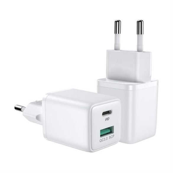 Joyroom fali gyors töltő (EU dugó) USB / USB Type-c 30W Power Delivery Quickcharge 3.0 AFC FCP White (L-QP303)