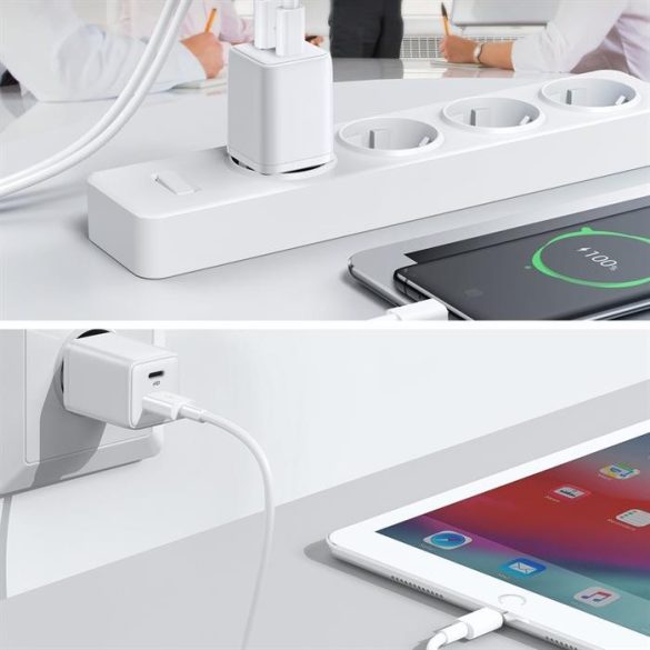 Joyroom fali gyors töltő (EU dugó) USB / USB Type-c 30W Power Delivery Quickcharge 3.0 AFC FCP White (L-QP303)