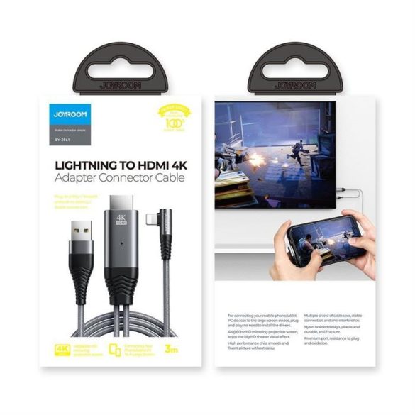 Joyroom SY-35L1 Lightning a HDMI 4K tükrözéshez 3m-szürke