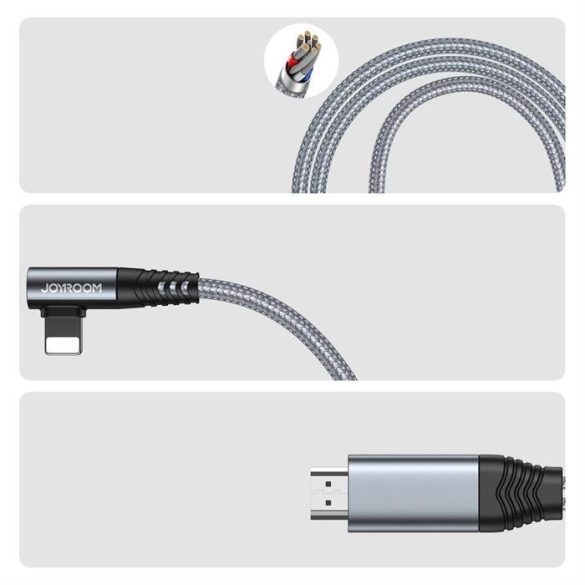 Joyroom SY-35L1 Lightning a HDMI 4K tükrözéshez 3m-szürke