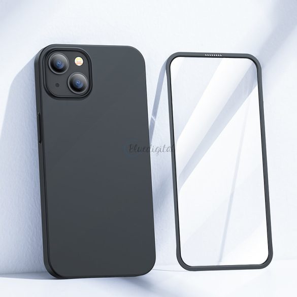 Joyroom 360 Teljes tok első és hátsó tok iPhone 13 + edzett üveg tempered glass kijelző védő fekete (JR-BP927 fekete)