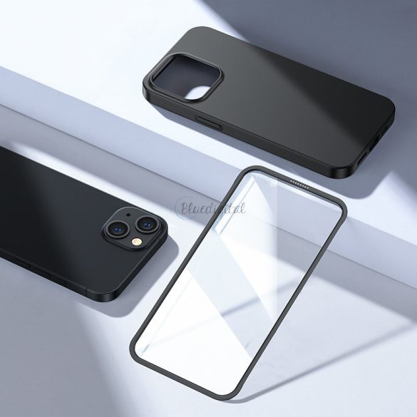 Joyroom 360 Teljes tok első és hátsó tok iPhone 13 + edzett üveg tempered glass kijelző védő fekete (JR-BP927 fekete)