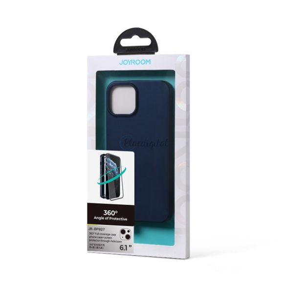 Joyroom 360 Teljes tok első és hátsó tok iPhone 13 + edzett üveg tempered glass kijelző védő kék (JR-BP927 kék)