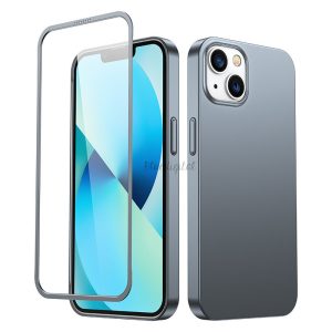 Joyroom 360 Teljes tok első és hátsó tok iPhone 13 + edzett üveg tempered glass kijelző védő szürke (JR-BP927 tranish)