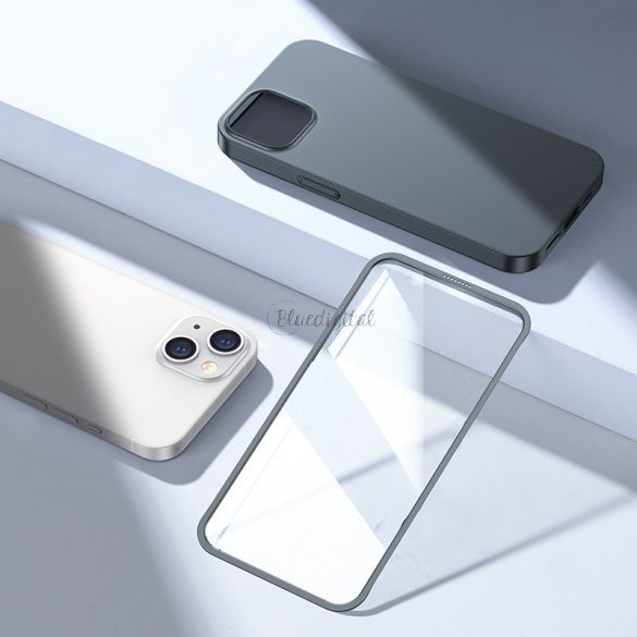 Joyroom 360 Teljes tok első és hátsó tok iPhone 13 + edzett üveg tempered glass kijelző védő szürke (JR-BP927 tranish)