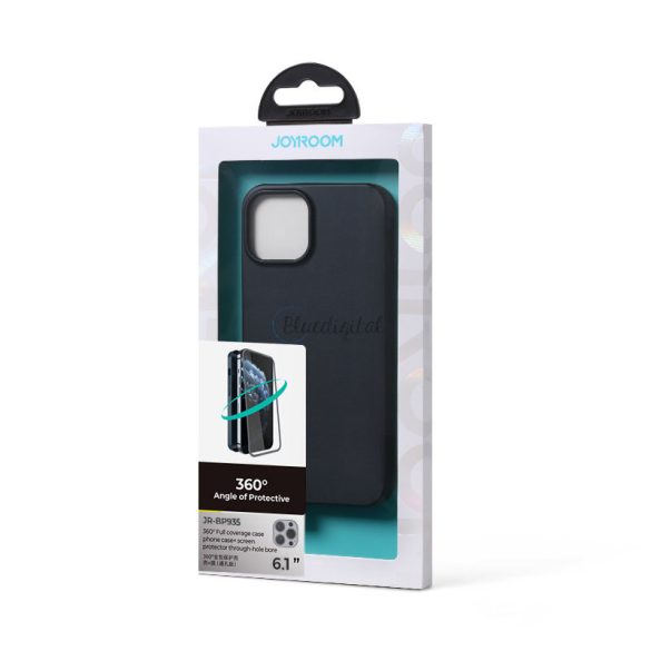 Joyroom 360 Teljes tok első és hátsó tok iPhone 13 Pro + edzett üveg tempered glass kijelző védő fekete (JR-BP935 fekete)