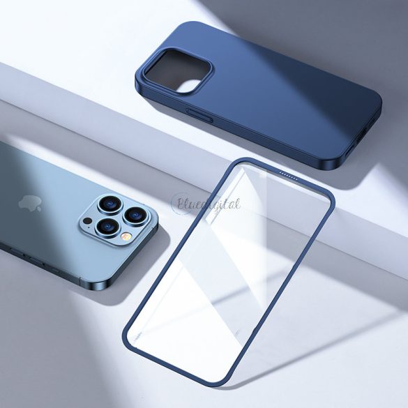 Joyroom 360 Teljes tok első és hátsó tok iPhone 13 Pro + edzett üveg tempered glass kijelző védő kék (JR-BP935 kék)