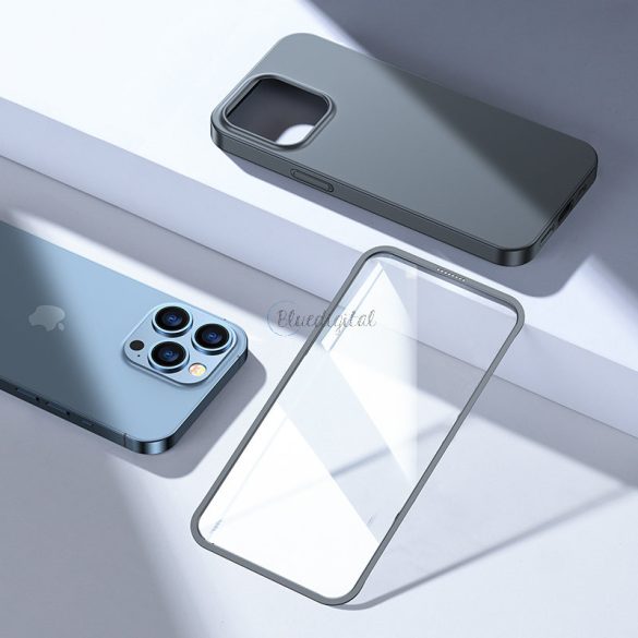 Joyroom 360 Teljes tok első és hátsó tok iPhone 13 Pro + edzett üveg tempered glass kijelző védő szürke (JR-BP935 tranish)