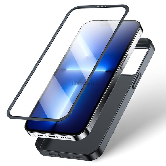 Joyroom 360 Teljes tok első és hátsó tok iPhone 13 Pro Max + edzett üveg tempered glass kijelző védő fekete (JR-BP928 fekete)