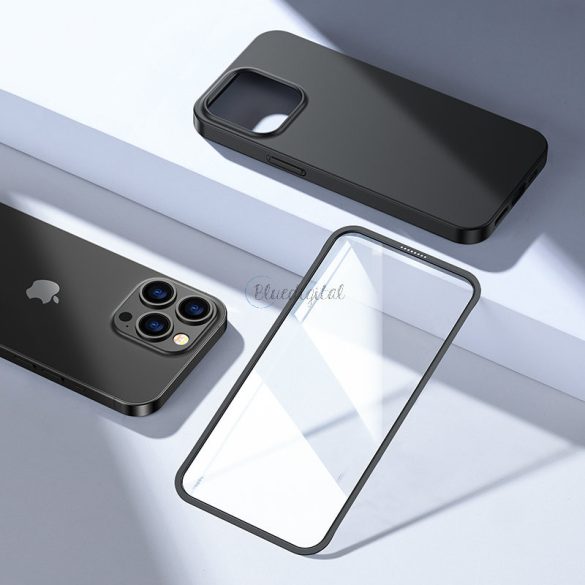 Joyroom 360 Teljes tok első és hátsó tok iPhone 13 Pro Max + edzett üveg tempered glass kijelző védő fekete (JR-BP928 fekete)