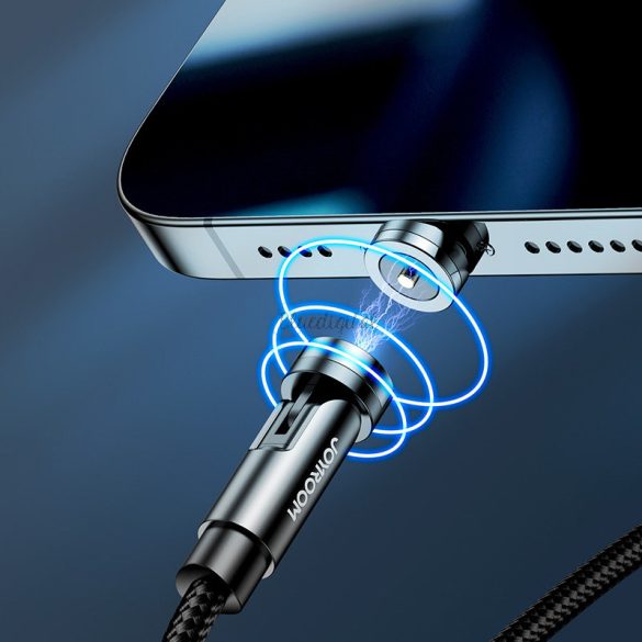 Joyroom 3in1 Mágneses USB - Lightning / USB type-c / Micro USB töltő kábel 2,4a 1,2m fekete (S-1224X2 LCM fekete)