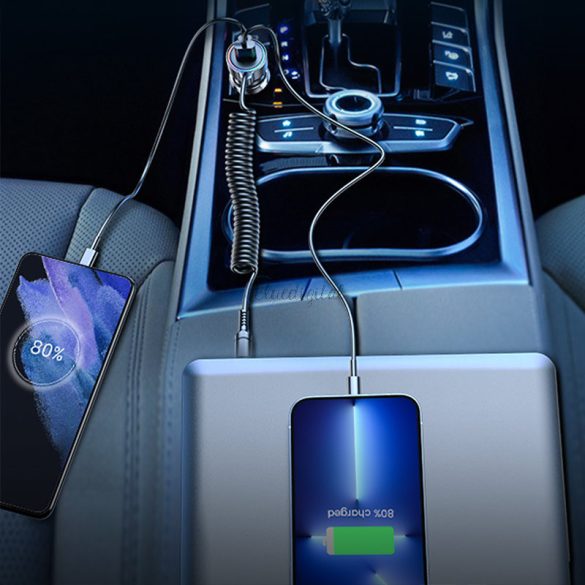 Joyroom gyors autós töltő 3 in 1 in 1 USB type-c kábel 1,5m 55W fekete (JR-CL07)