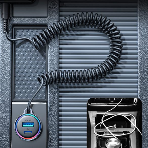 Joyroom gyors autós töltő 3 in 1 in 1 USB type-c kábel 1,5m 55W fekete (JR-CL07)