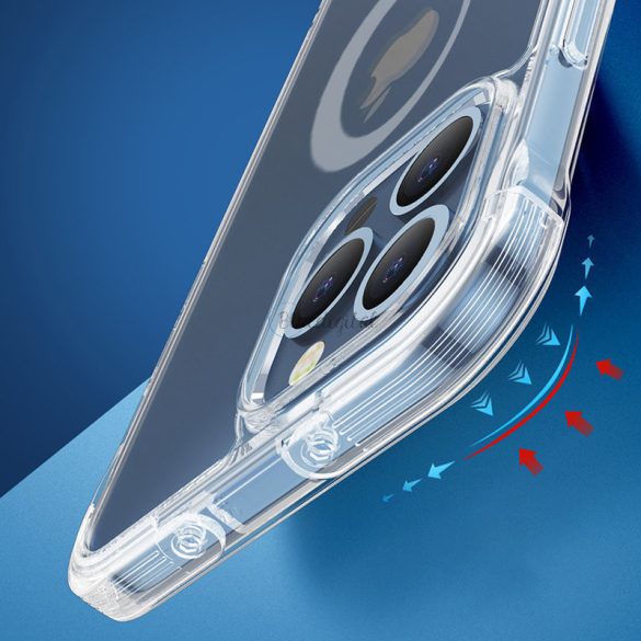 Joyroom Defender Mágneses tok iPhone 13 Rugged házhoz horgok kitámasztható átlátszó (Magsafe kompatibilis)