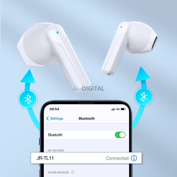 Joyroom TWS fülhallgató vezeték nélküli ENC vízálló IPX4 Bluetooth 5.3 fehér (JR-TL11)