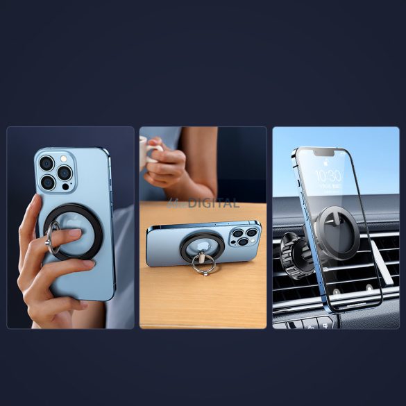 Joyroom készlet multifunkcionális mágneses autós tartó Ring telefon tartó fekete (JR-ZS294)