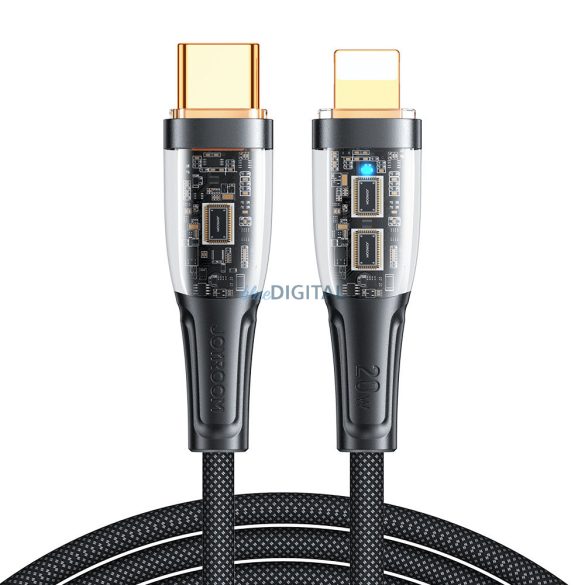 Joyroom gyorstöltő kábel smart switch USB-C - Lightning 20W 1.2m fekete (S-CL020A3)