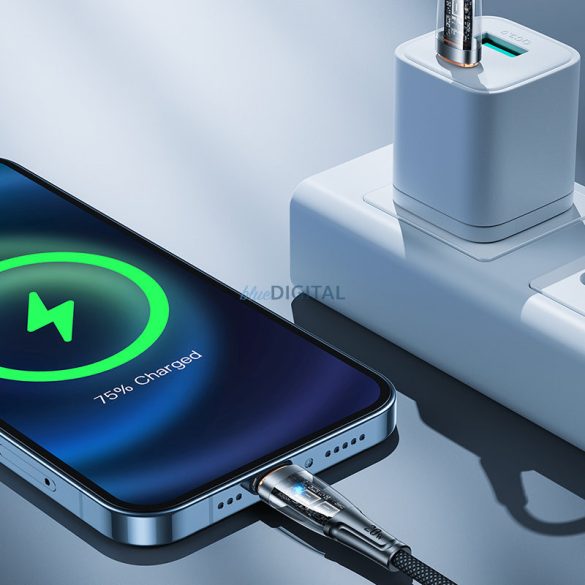 Joyroom gyorstöltő kábel smart switch USB-C - Lightning 20W 1.2m fekete (S-CL020A3)