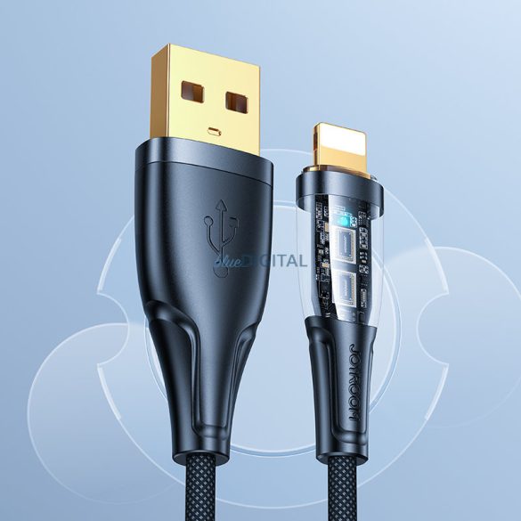 Joyroom gyorstöltő kábel smart switch USB-A - Lightning 2.4A 1.2m fekete (S-UL012A3)