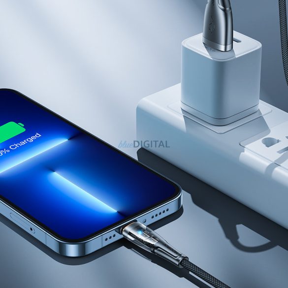 Joyroom gyorstöltő kábel smart switch USB-A - Lightning 2.4A 1.2m fekete (S-UL012A3)