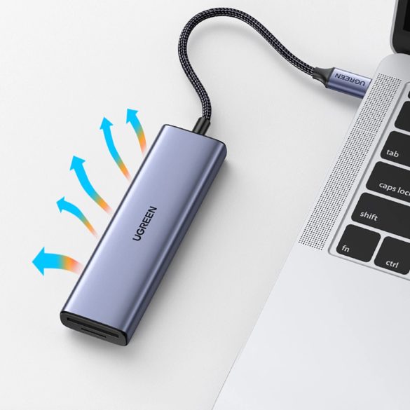 Ugreen CM511 6 az 1-ben dokkoló USB-C - HDMI / 3x USB-A 3.0 / SD/TF kártyaolvasó - szürke