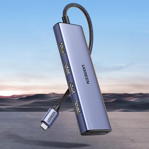 Ugreen CM511 6 az 1-ben dokkoló USB-C - HDMI / 3x USB-A 3.0 / SD/TF kártyaolvasó - szürke